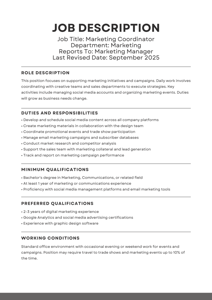 Job Description Sample