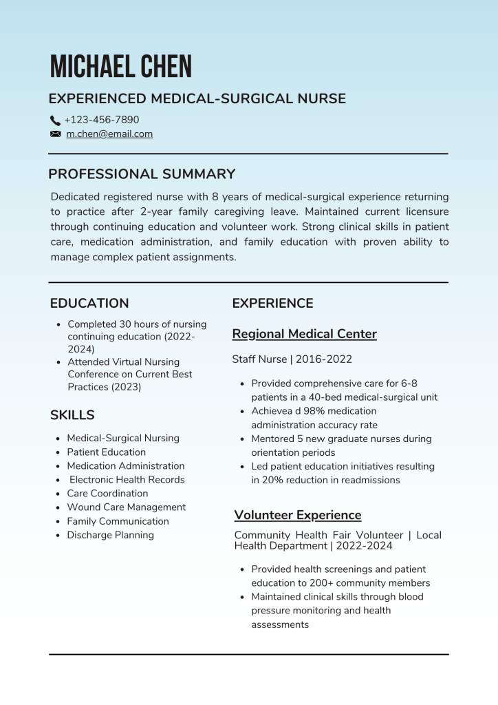 Returning After Career Break Example