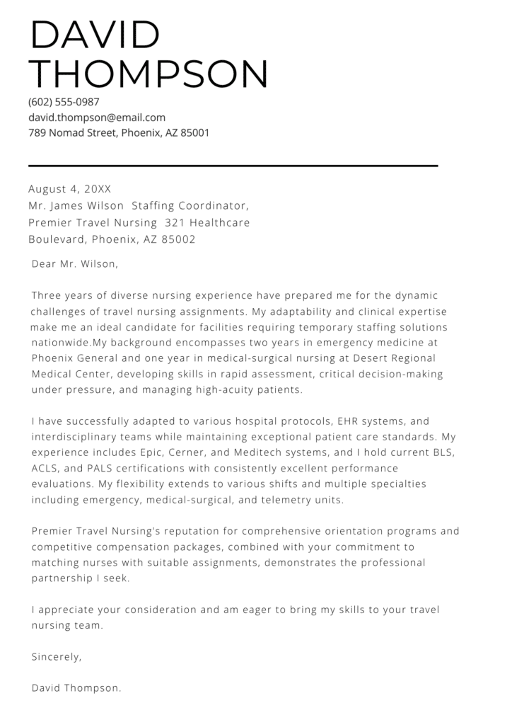 Travel nursing cover letter