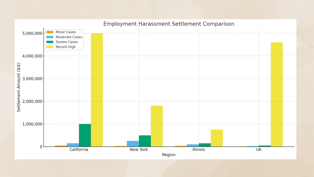 Workplace Harassment Settlement Amounts by Region