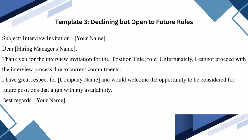 how to decline a job interview by email sample