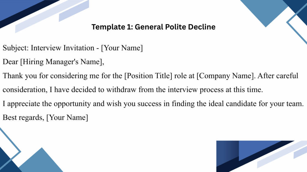 how to kindly decline a job interview