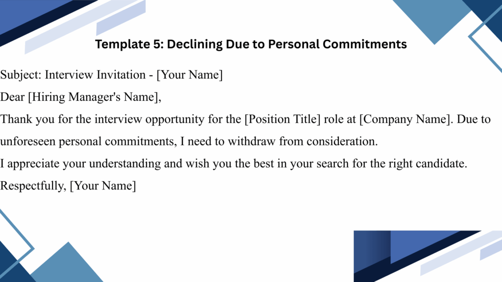 how to politely decline a job interview