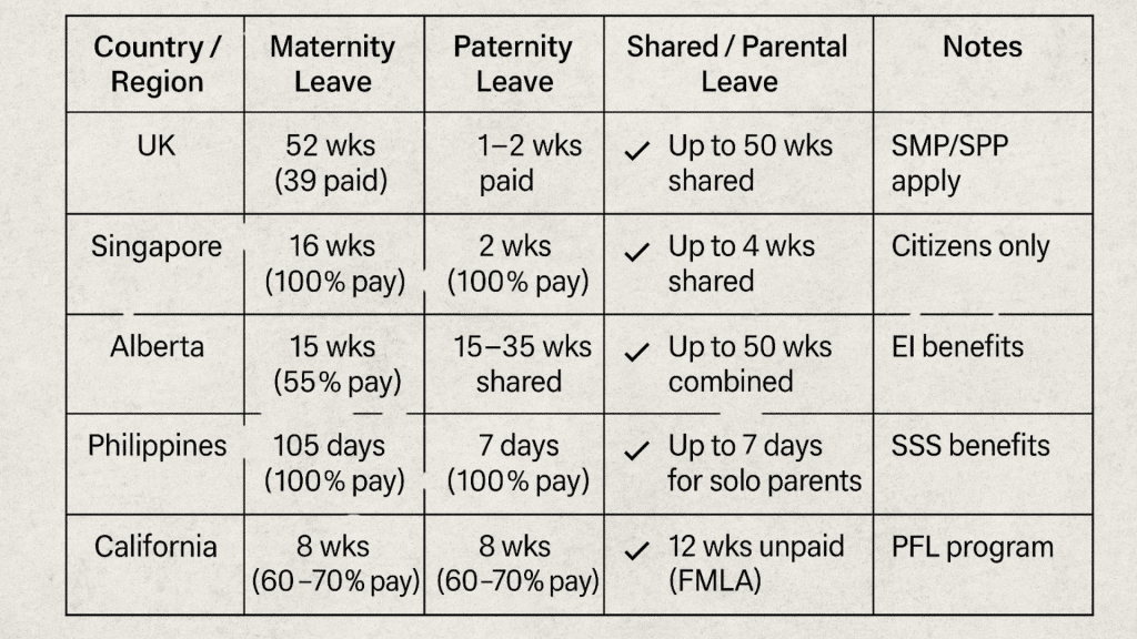 maternity leave global comparison