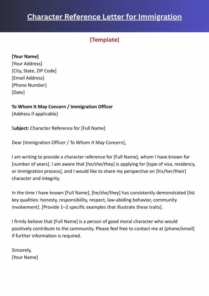 character reference letter for immigration template