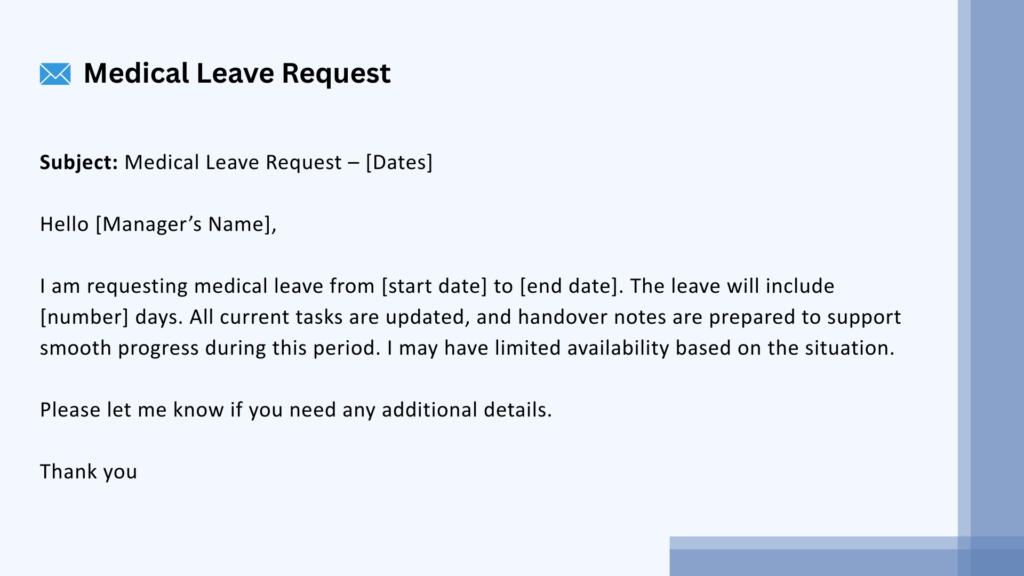 medical time off request sample email