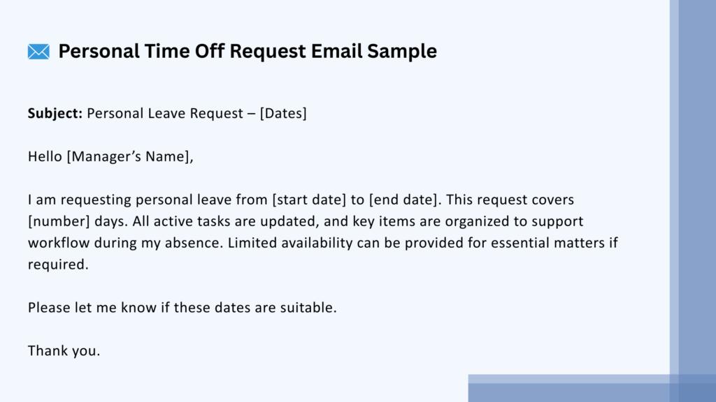 personal time off request email sample