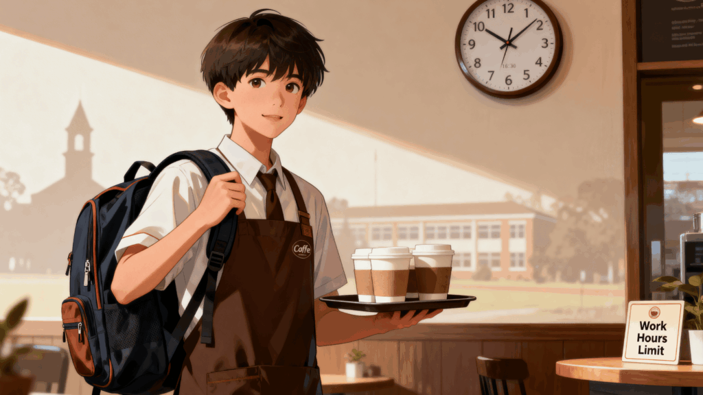 a teenager working at a cafe