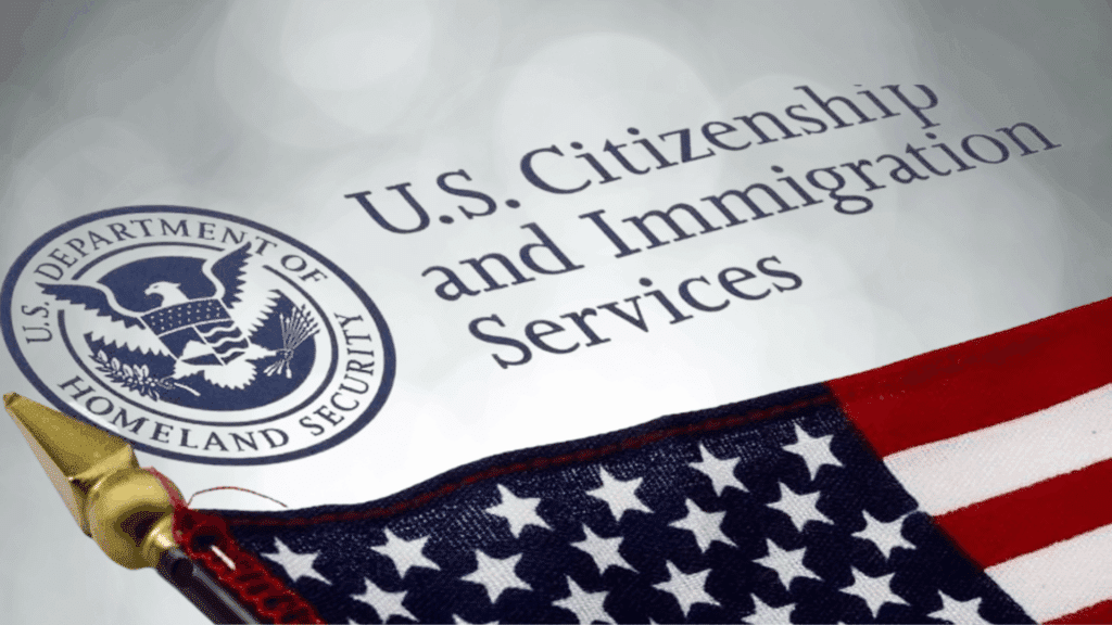 USCIS document with Department of Homeland Security seal and small American flag, representing U.S. immigration services