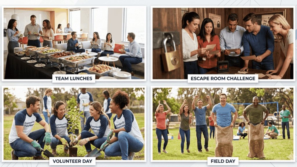 four picture collage showing team lead events