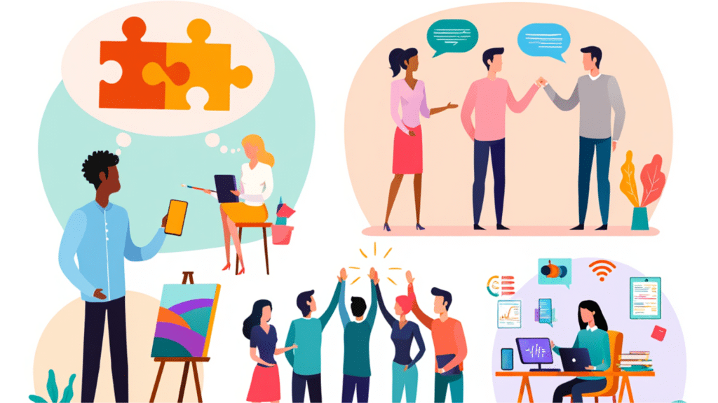 illustration of 21st century skills including communication collaboration creativity teamwork and digital learning