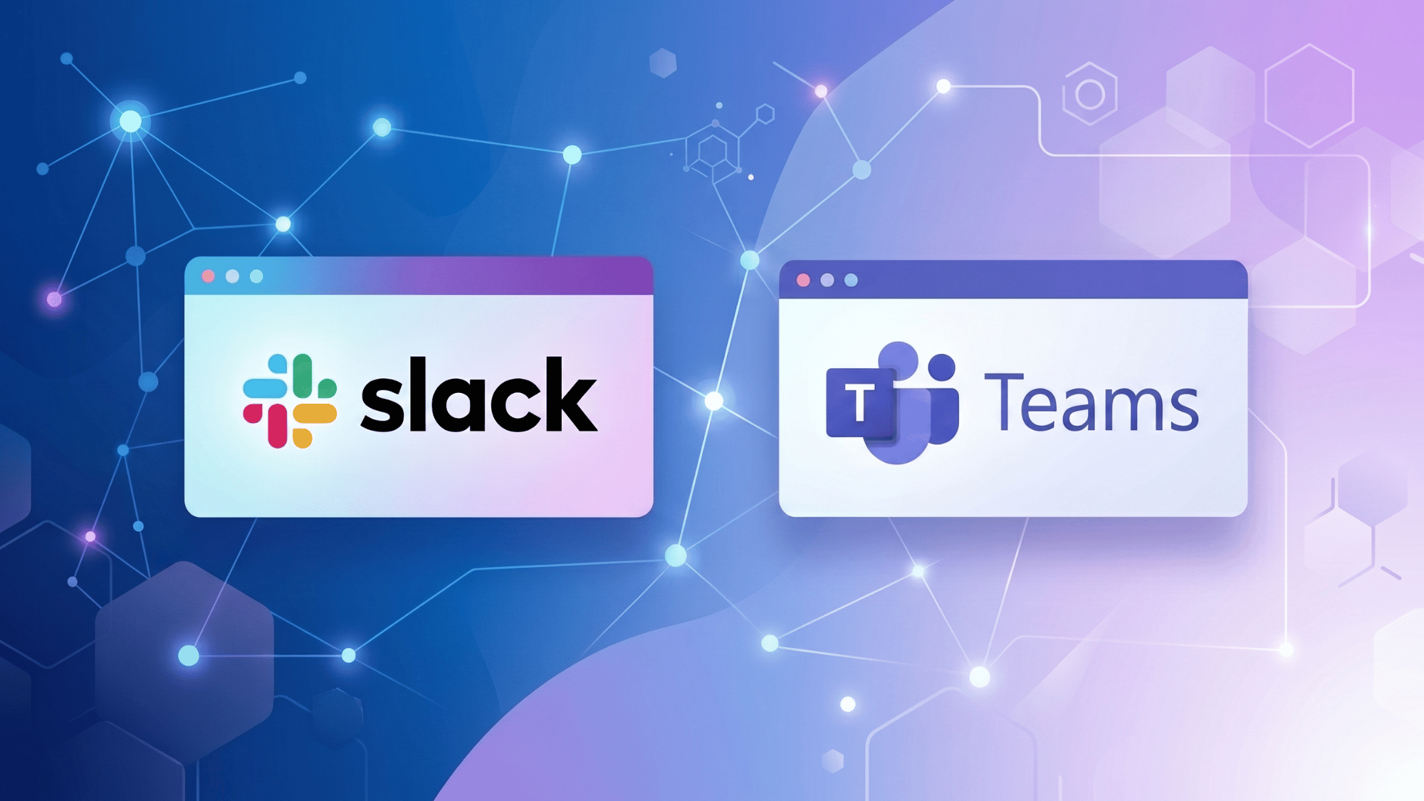 a clean and modern collage featuring logos of communication and collaboration tools including Slack and Microsoft Teams