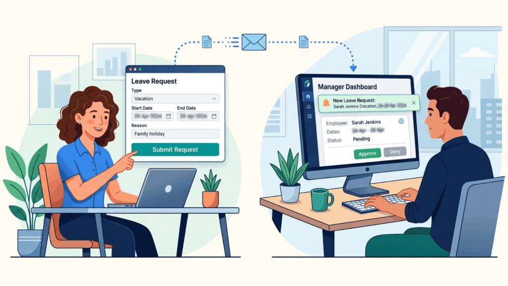 an employee applying for personal leave