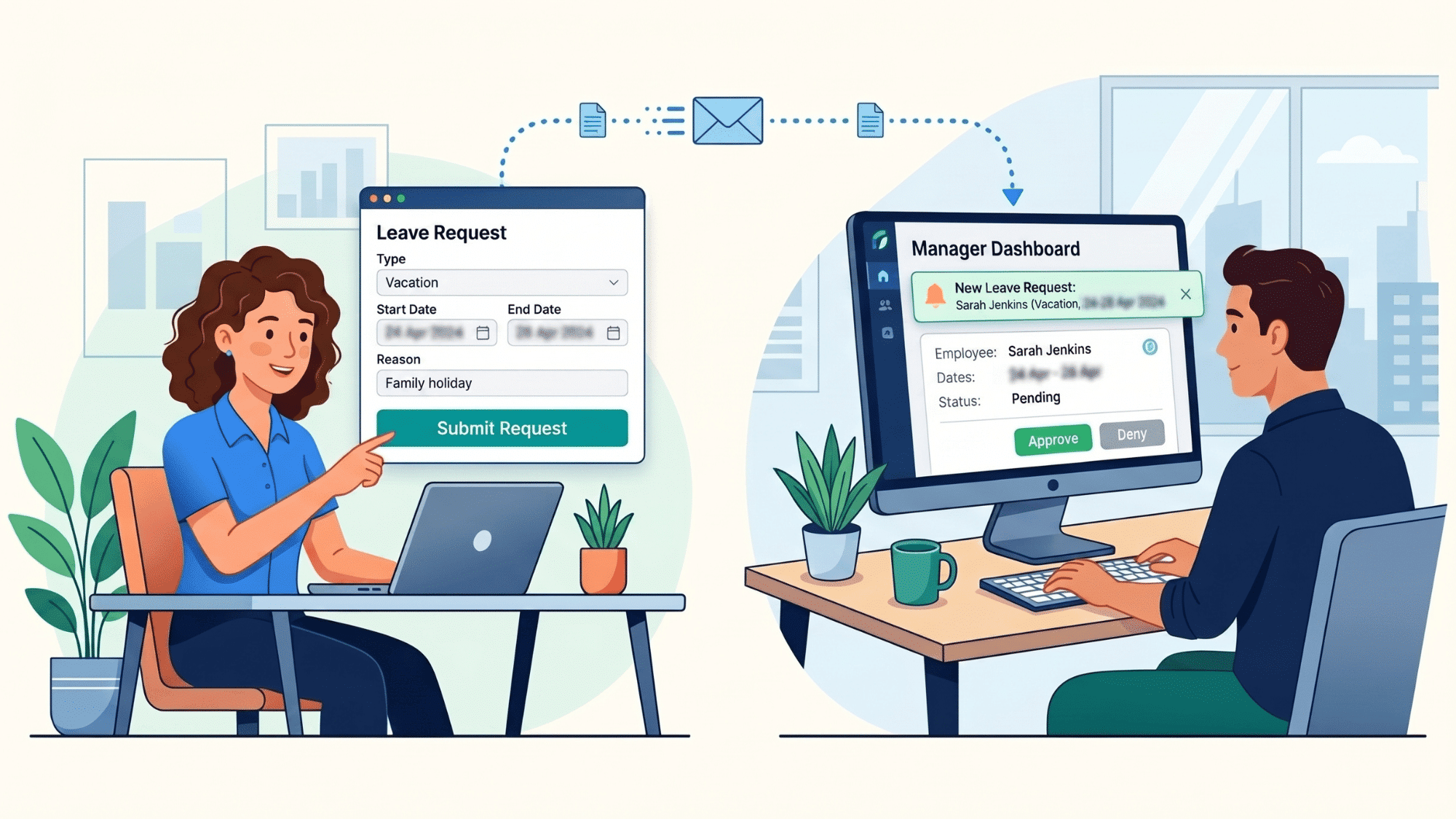 an employee applying for personal leave
