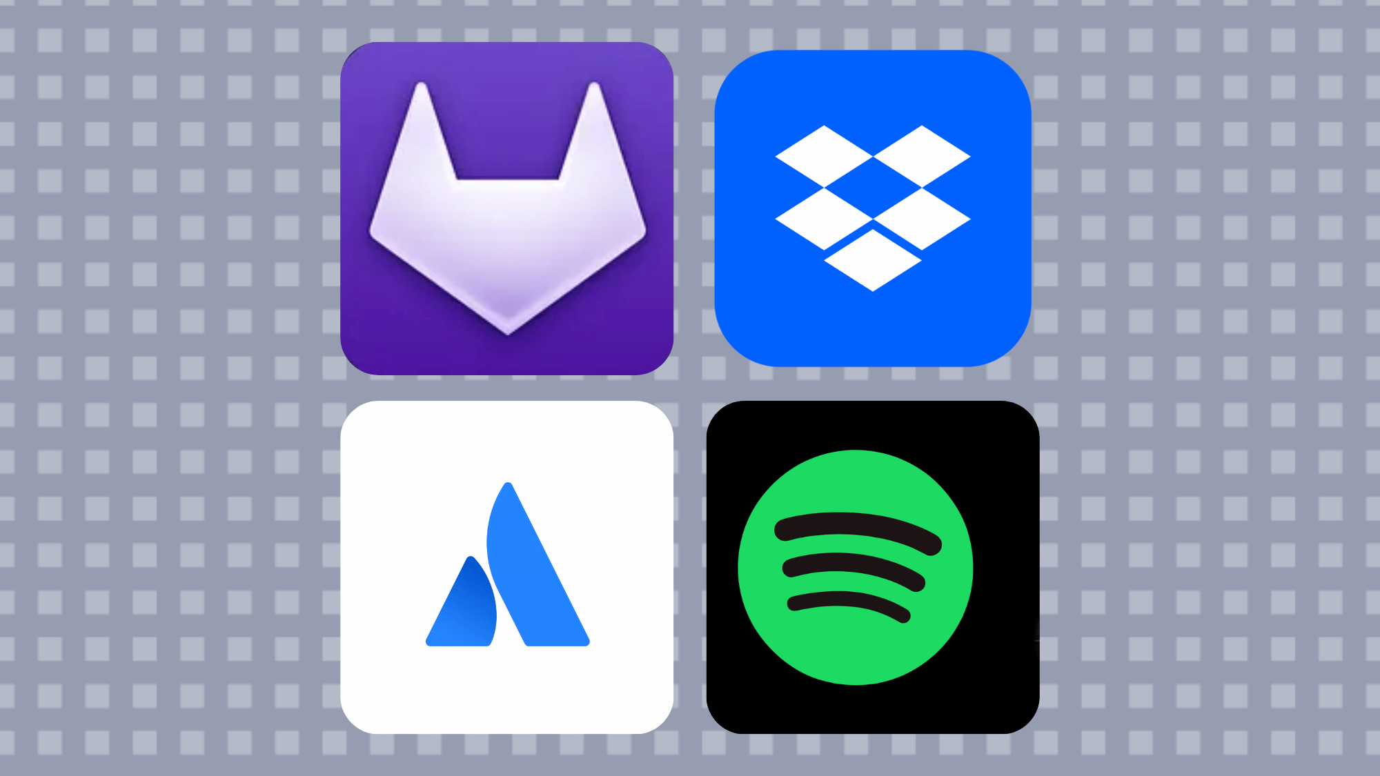 collage of app icons including GitLab, Dropbox, Atlassian, and Spotify (1)