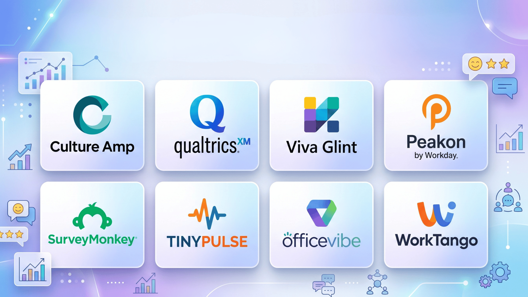 high-quality collage of employee engagement software logos