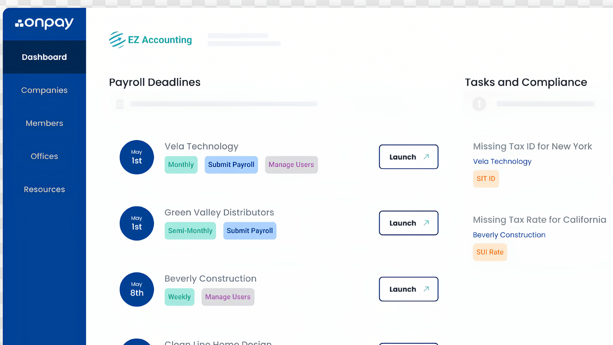 onpay simple payroll software dashboard for small business use
