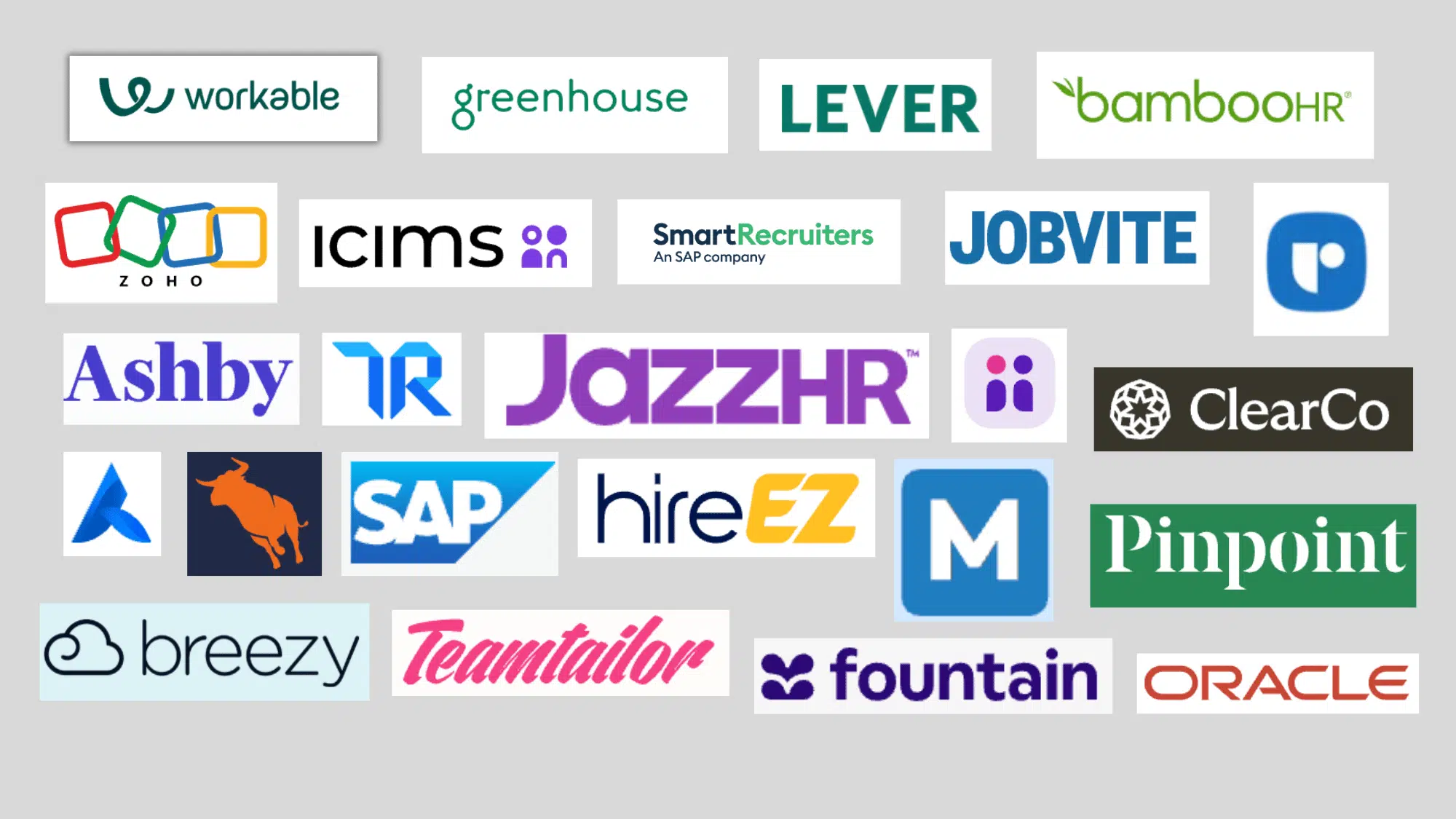 recruitment software platforms including workable, greenhouse, lever, bamboohr, icims, oracle and more
