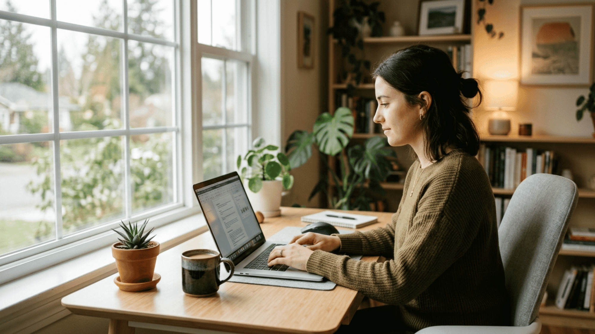 remote employee working from home following remote work policy guidelines