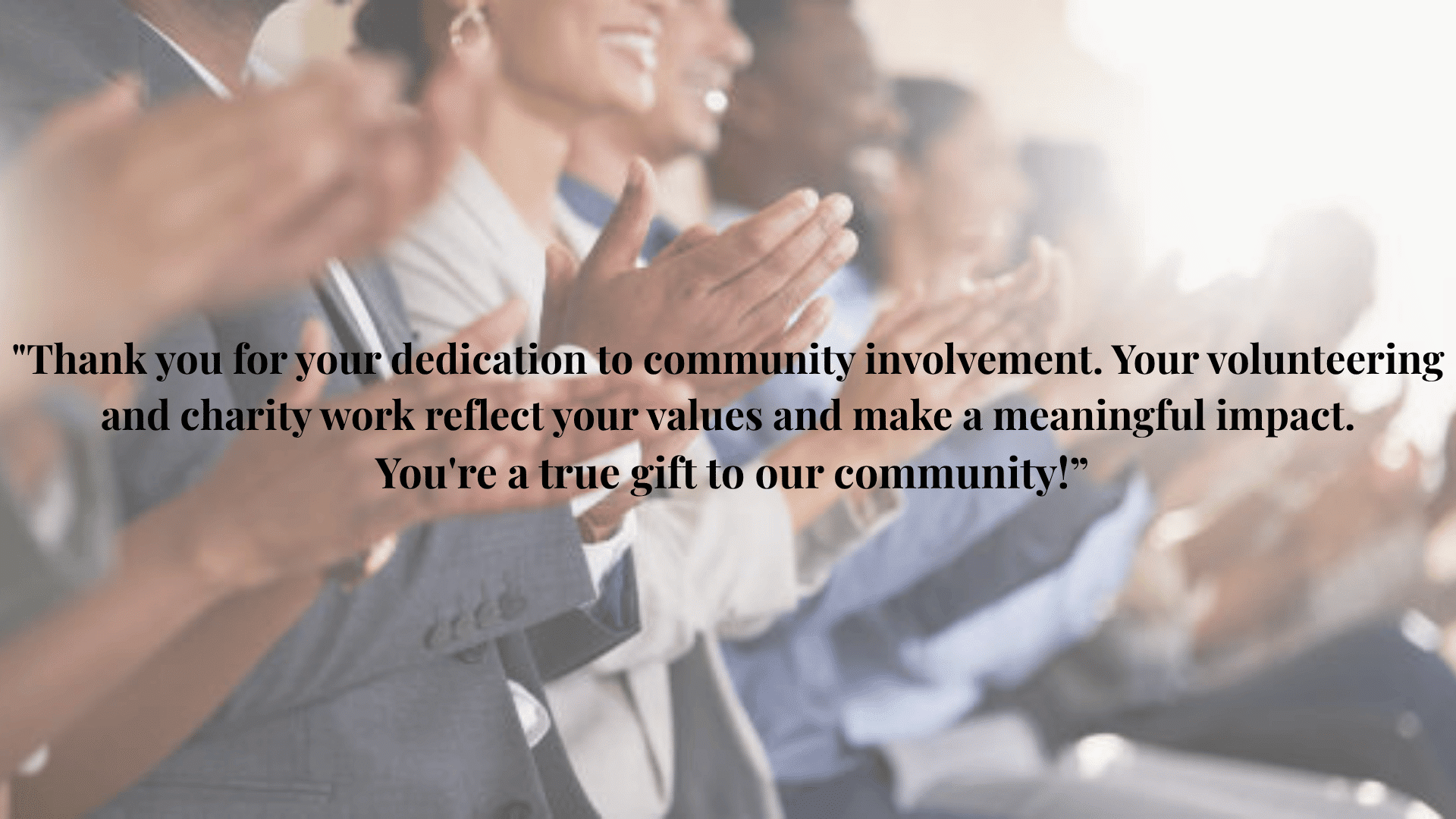 A row of diverse professionals in business attire clapping and smiling at an event or conference.