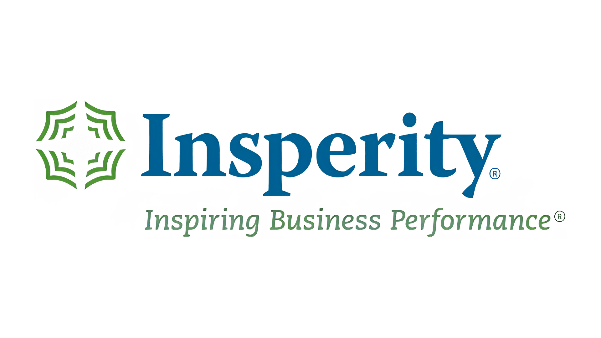 Insperity logo, in the center, on a white background