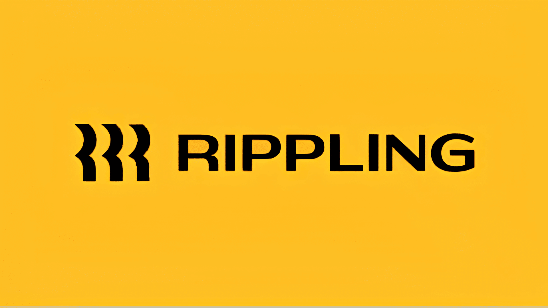 rippling logo, in the center, on a yellow background