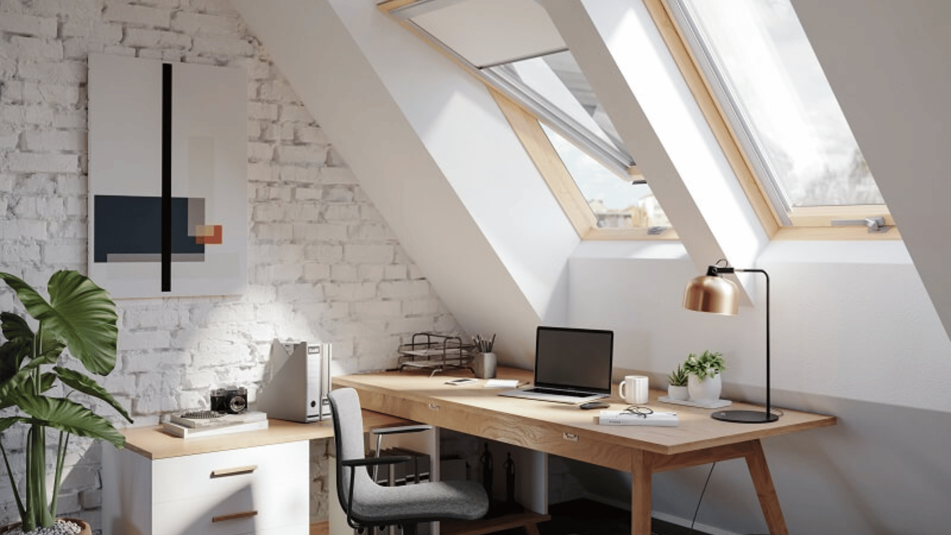 Work station with a big window over it