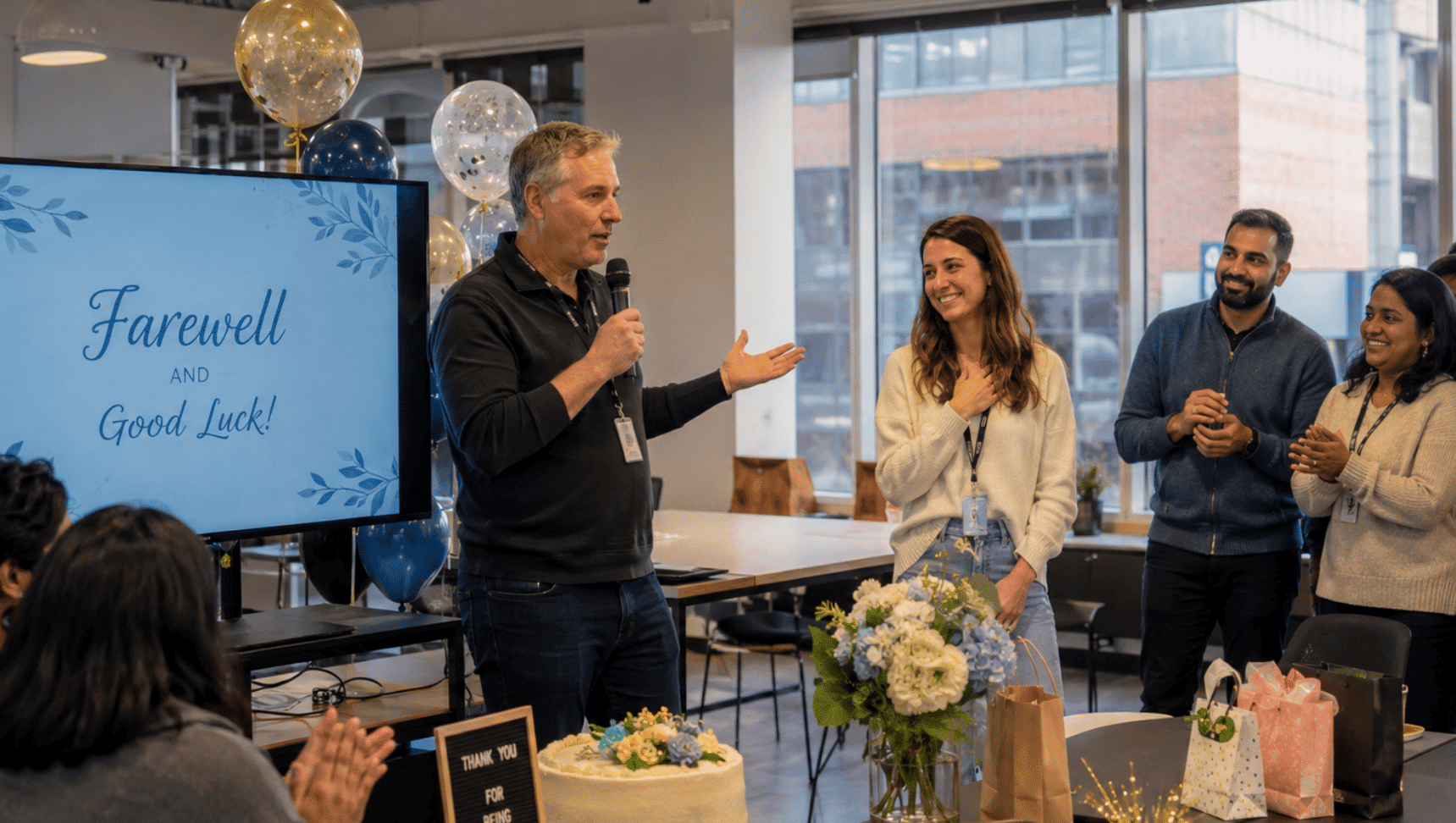 boss giving farewell speech
