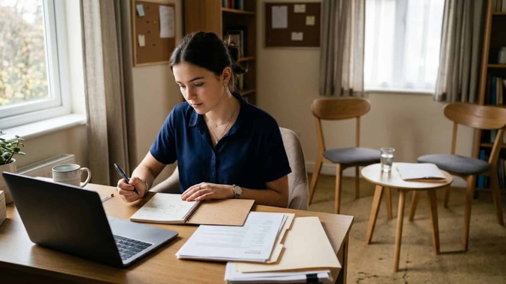 teenager practicing for first job interview preparation at home