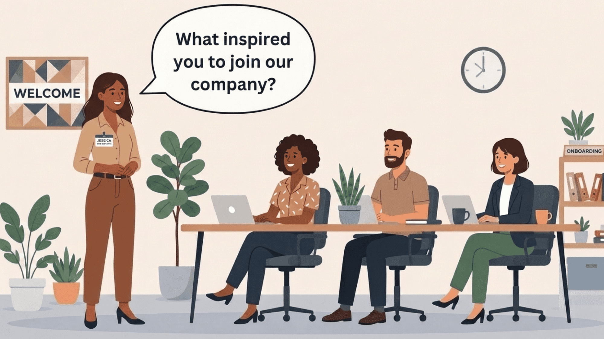hr representative asks what inspired you to join our company during an onboarding session with new employees