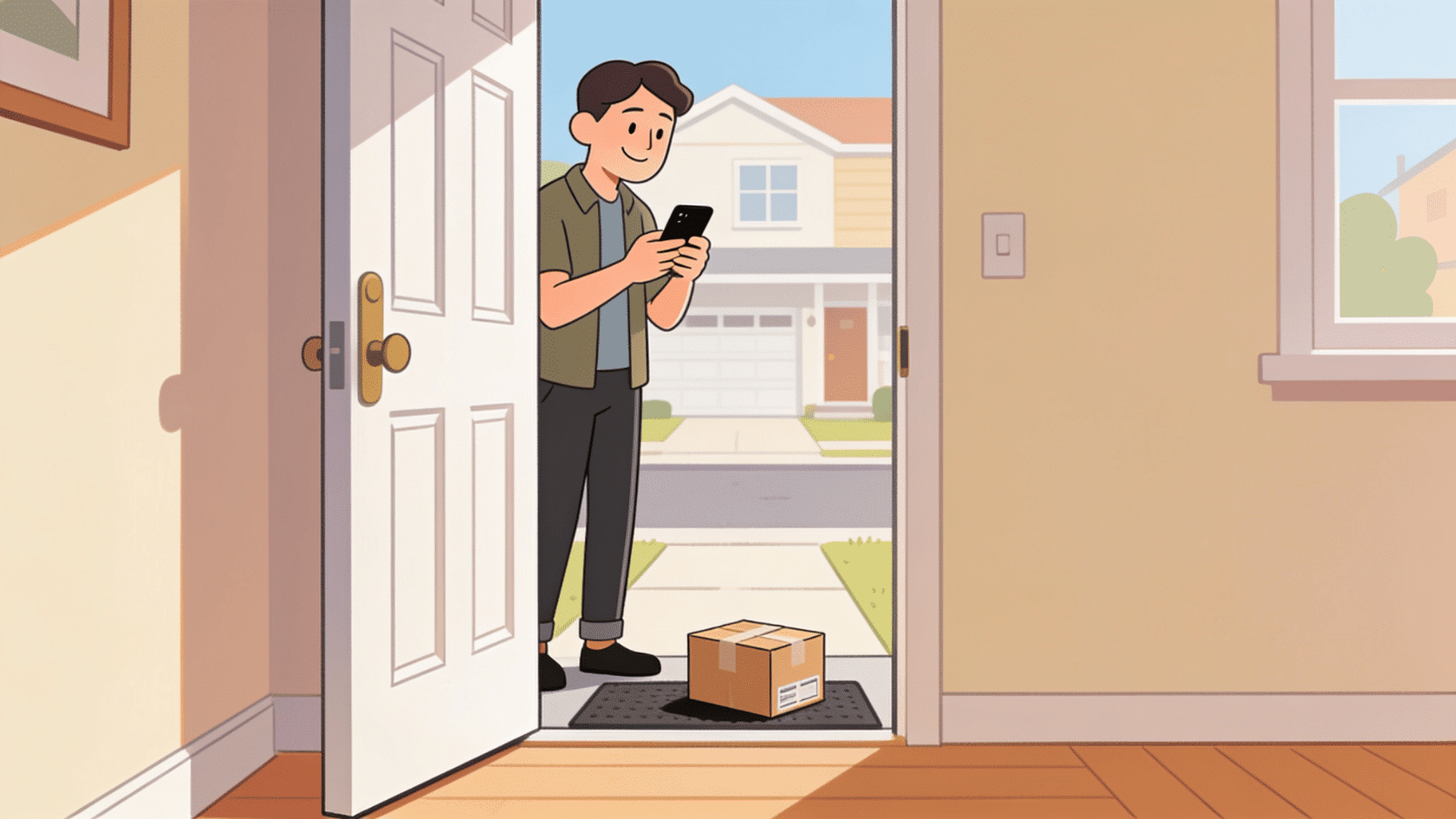 Illustration of a person expecting a home delivery, good excuses to miss work