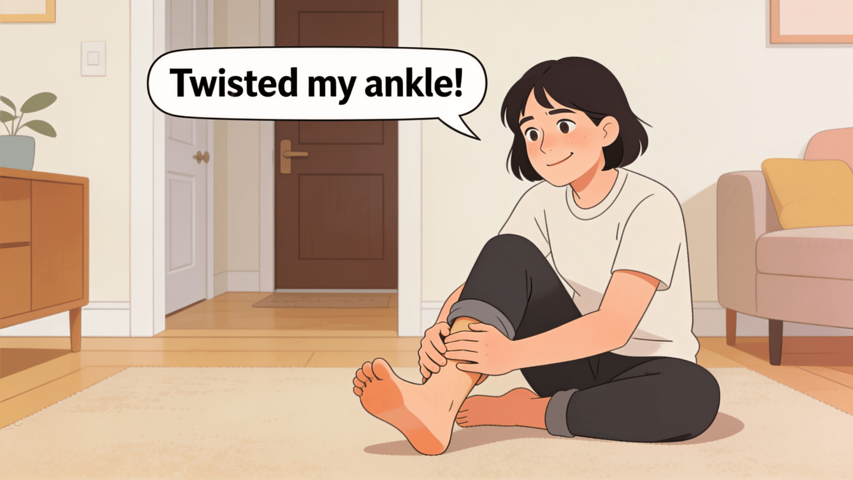 Illustration of a person holding a twisted ankle, good excuses to miss work