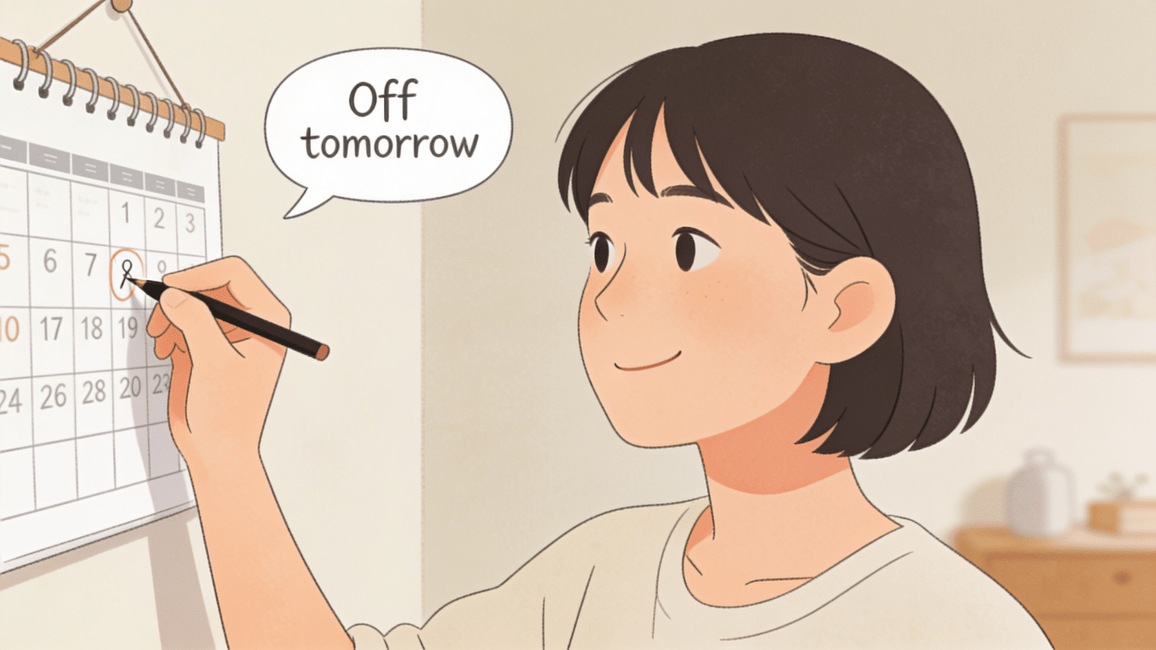 Illustration of a person marking a calendar, good excuses to miss work
