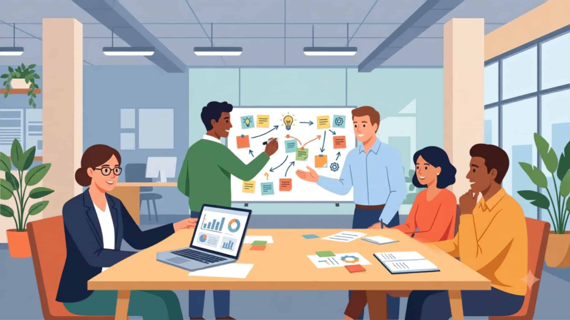 team-wide workplace conflict resolution with employees discussing solutions together